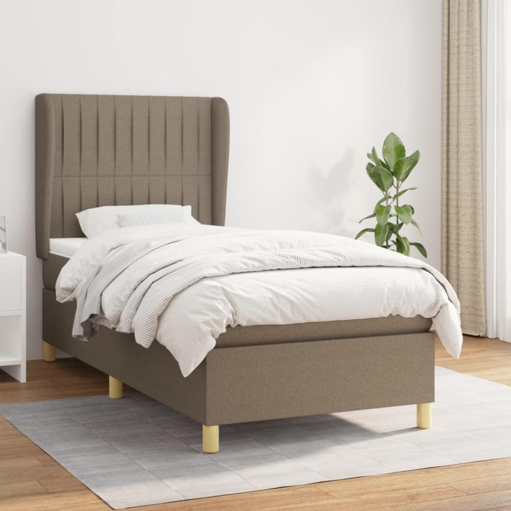 vidaXL Boxspringbett mit Matratze Taupe 100x200 cm Stoff 3128665 Bild 1