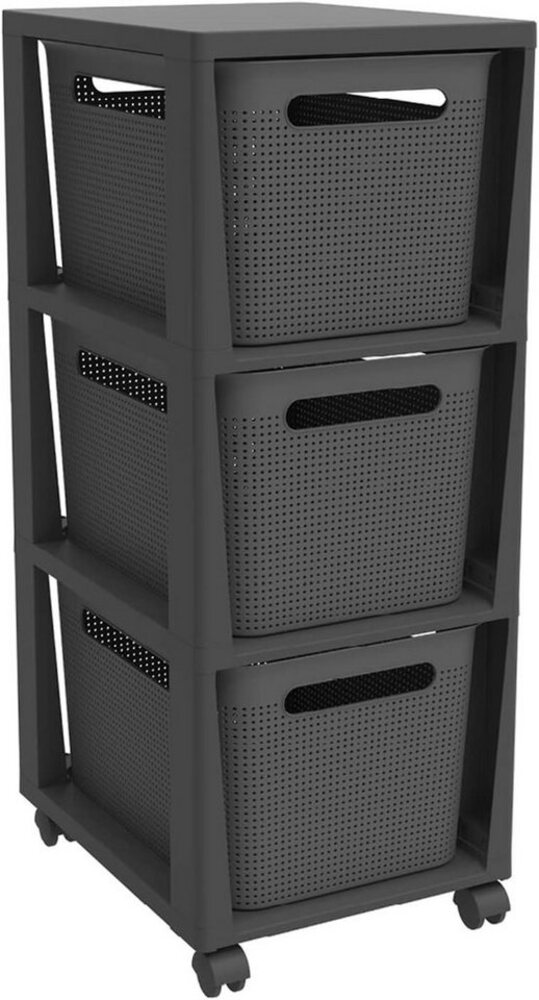 Rotho Schubladenbox Tower 3 x 16 L Brisen mit Rollen anthrazit Schubladenturm Schubladenregal Bild 1