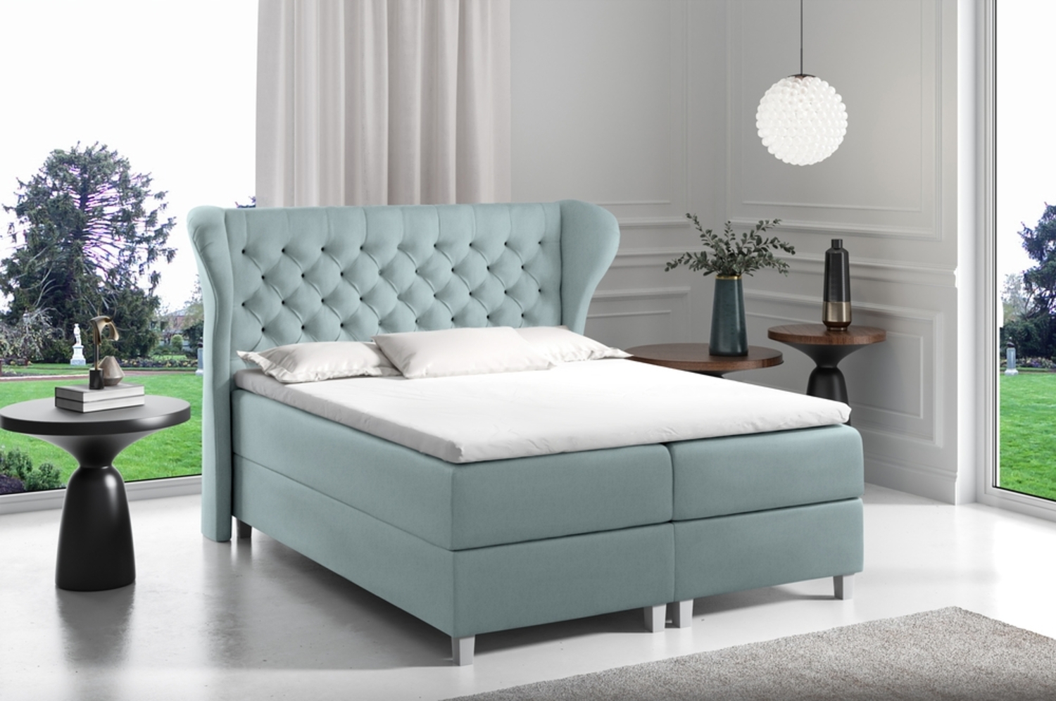 99rooms Turin Boxspringbett Velours 120x200 cm Silber Bild 1