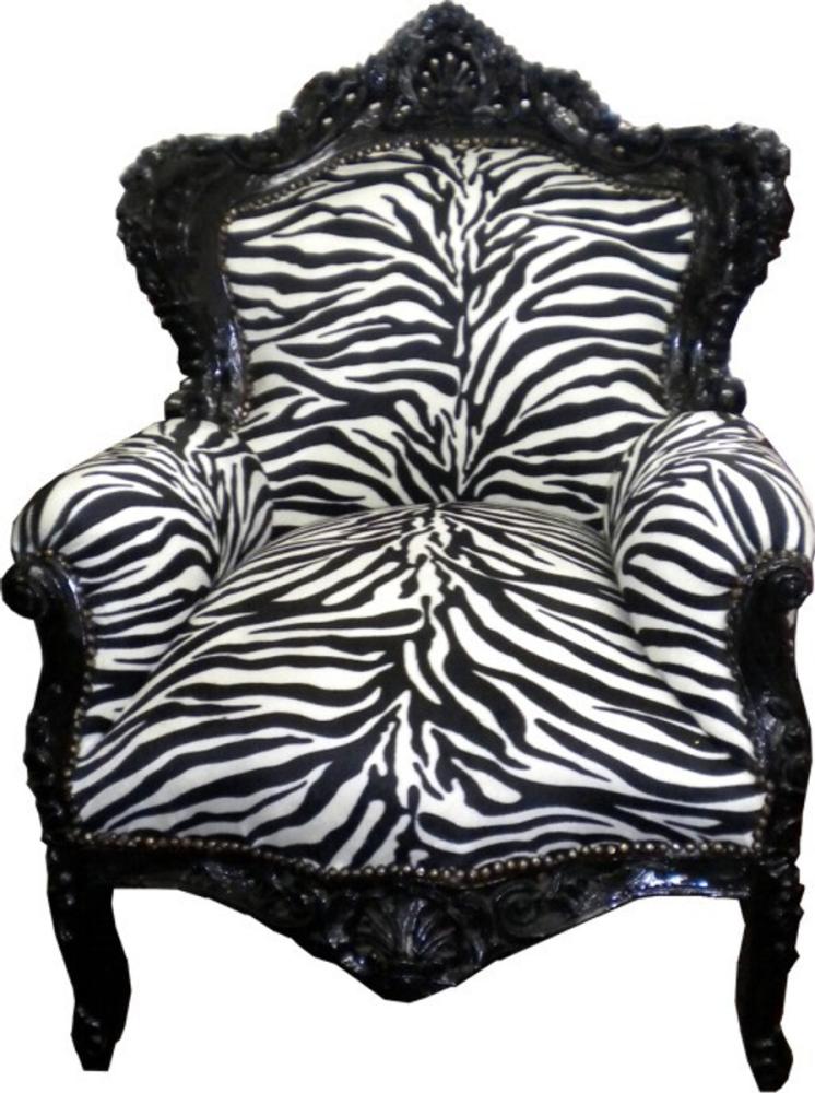 Casa Padrino Barock Sessel "King" Zebra / Schwarz Möbel Bild 1