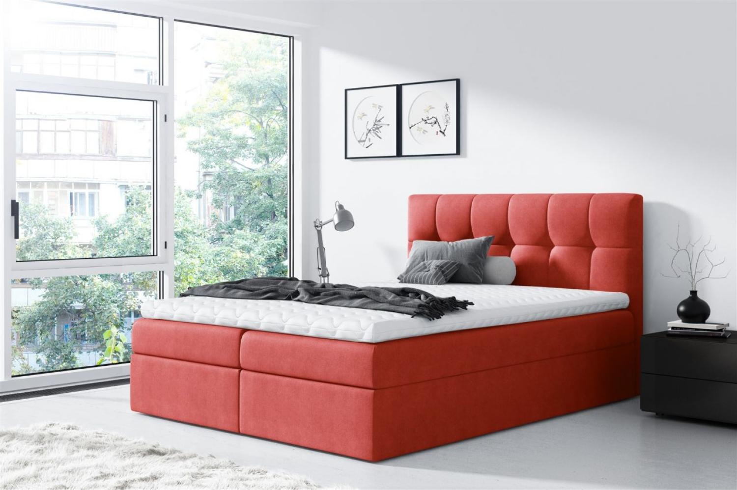 Boxspringbett CARMEN 140x200cm Dunkelorange Bild 1