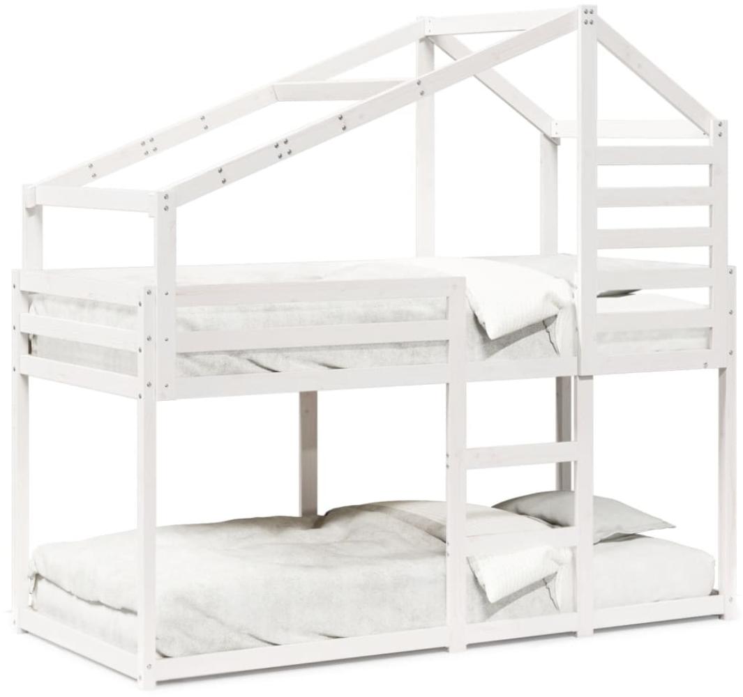 vidaXL Etagenbett mit Dach Weiß 75x190 cm Massivholz Kiefer 3281968 Bild 1