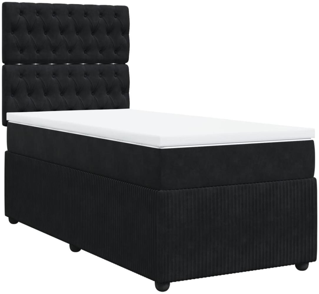 vidaXL Boxspringbett mit Matratze Schwarz 80x200 cm Samt 3292198 Bild 1