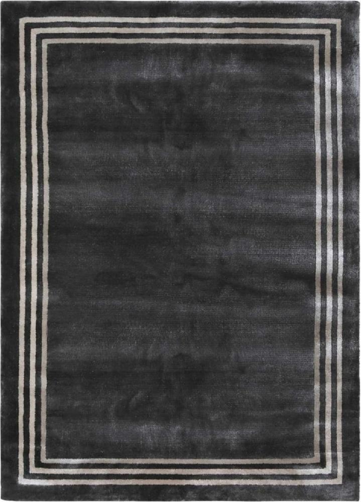 Casa Padrino Luxus Viskose Teppich Schwarz / Grau 160 x 230 cm - Rechteckiger Wohnzimmer Teppich - Moderner Schlafzimmer Teppich - Luxus Interior - Luxus Qualität Bild 1