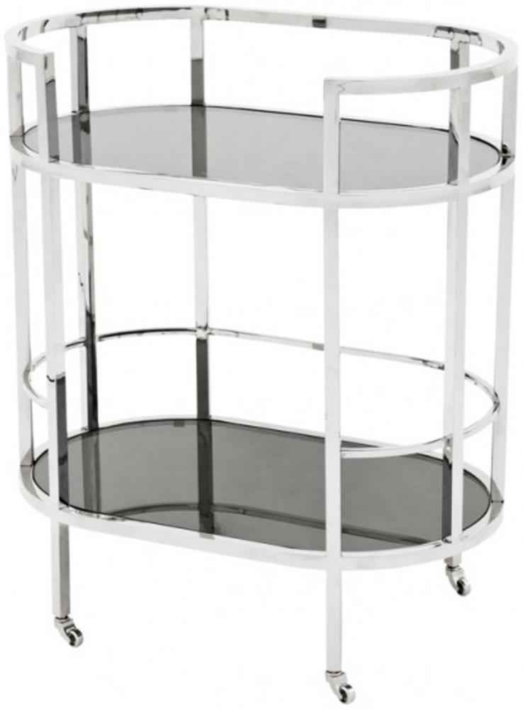 Casa Padrino Luxus Bar Trolley Servierwagen aus Edelstahl und Glas 70x43 x H. 81 cm - Luxus Hotel & Restaurant Einrichtung Möbel Bild 1