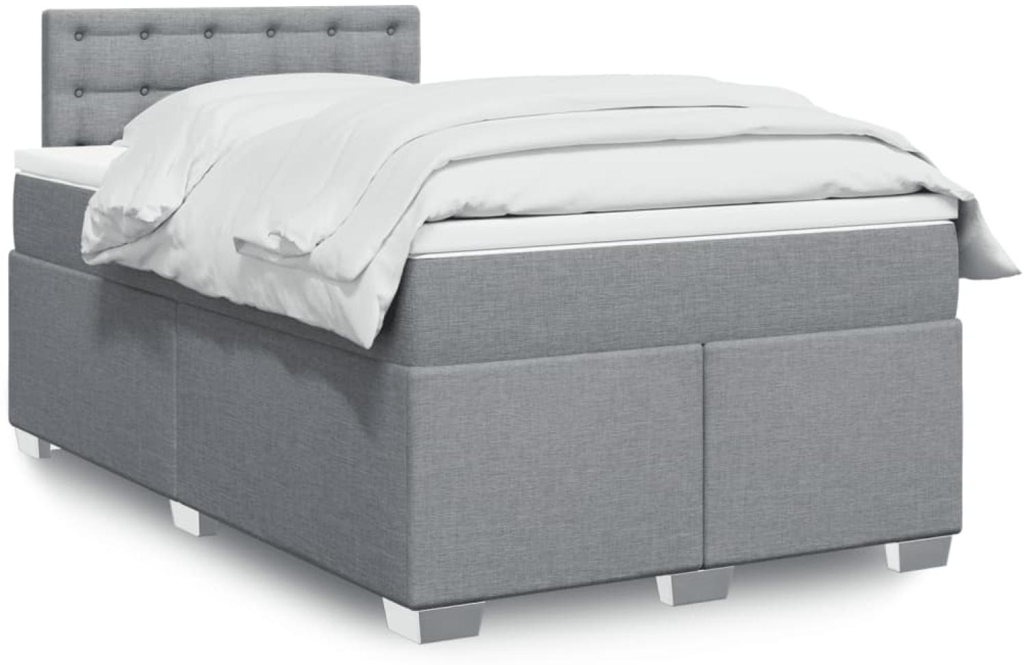 vidaXL Boxspringbett mit Matratze Hellgrau 120x200 cm Stoff 3288169 Bild 1