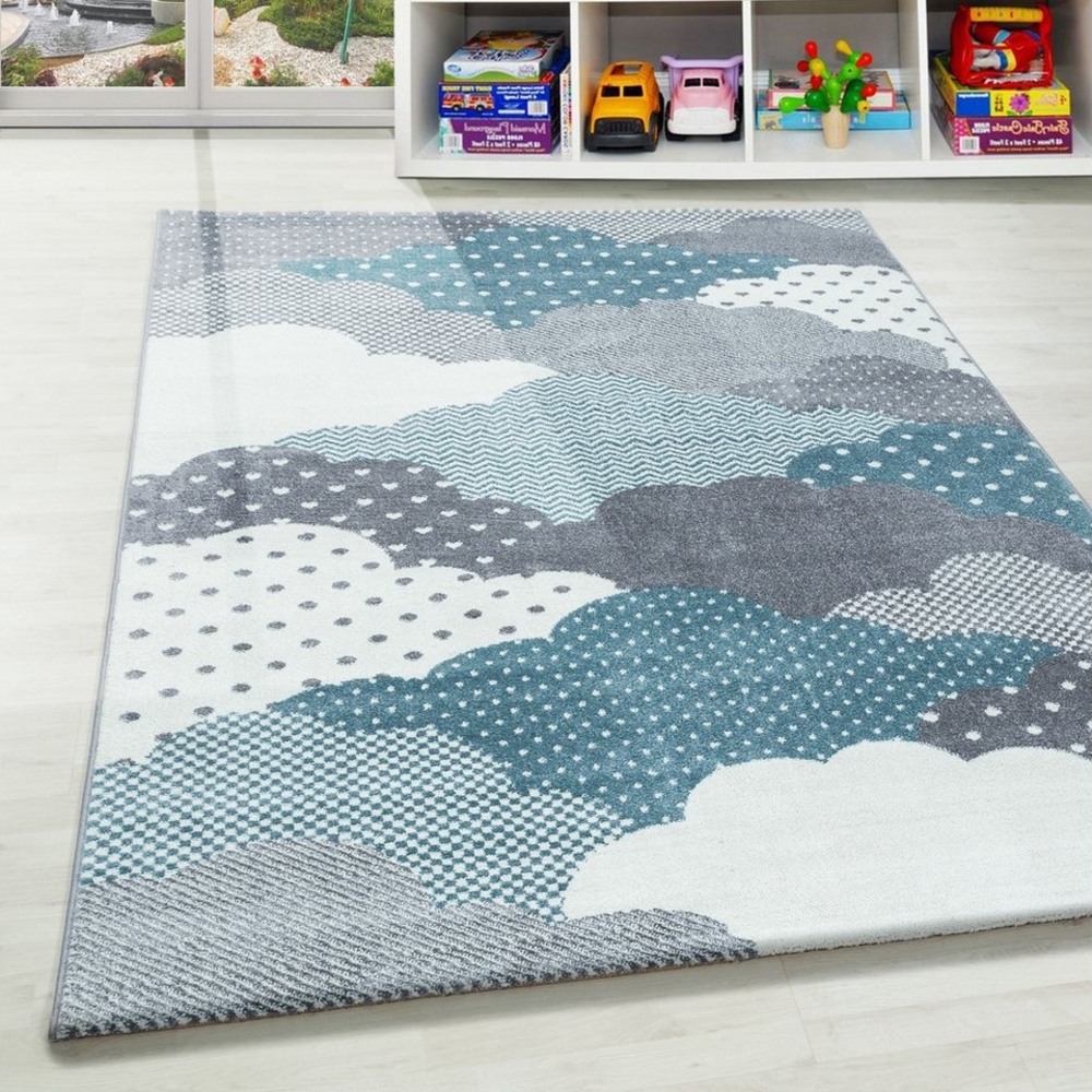 Carpettex Kinderteppich Wolken Design, Läufer, Höhe: 10 mm, Teppich Kinderzimmer Wolke Design Kinder Teppich Blau Babyzimmer Bild 1