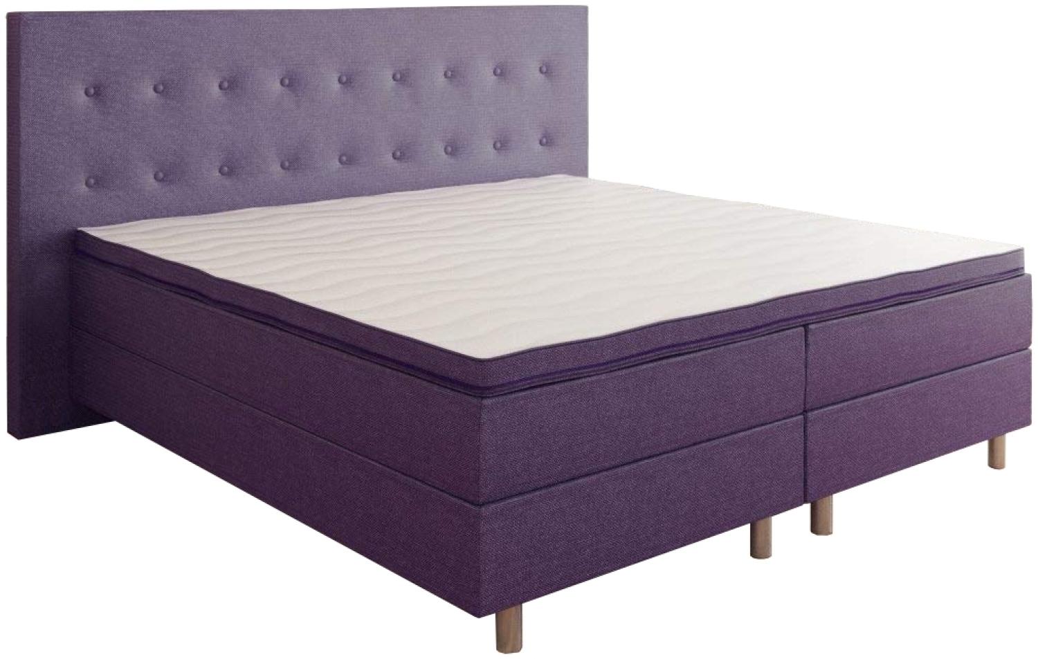 Best For You Boxspringbett Rio Barcelona Violett 5-Zonen mit Visco Topper H3 First Class Bett in verschiedenen Größen 100x200 Bild 1