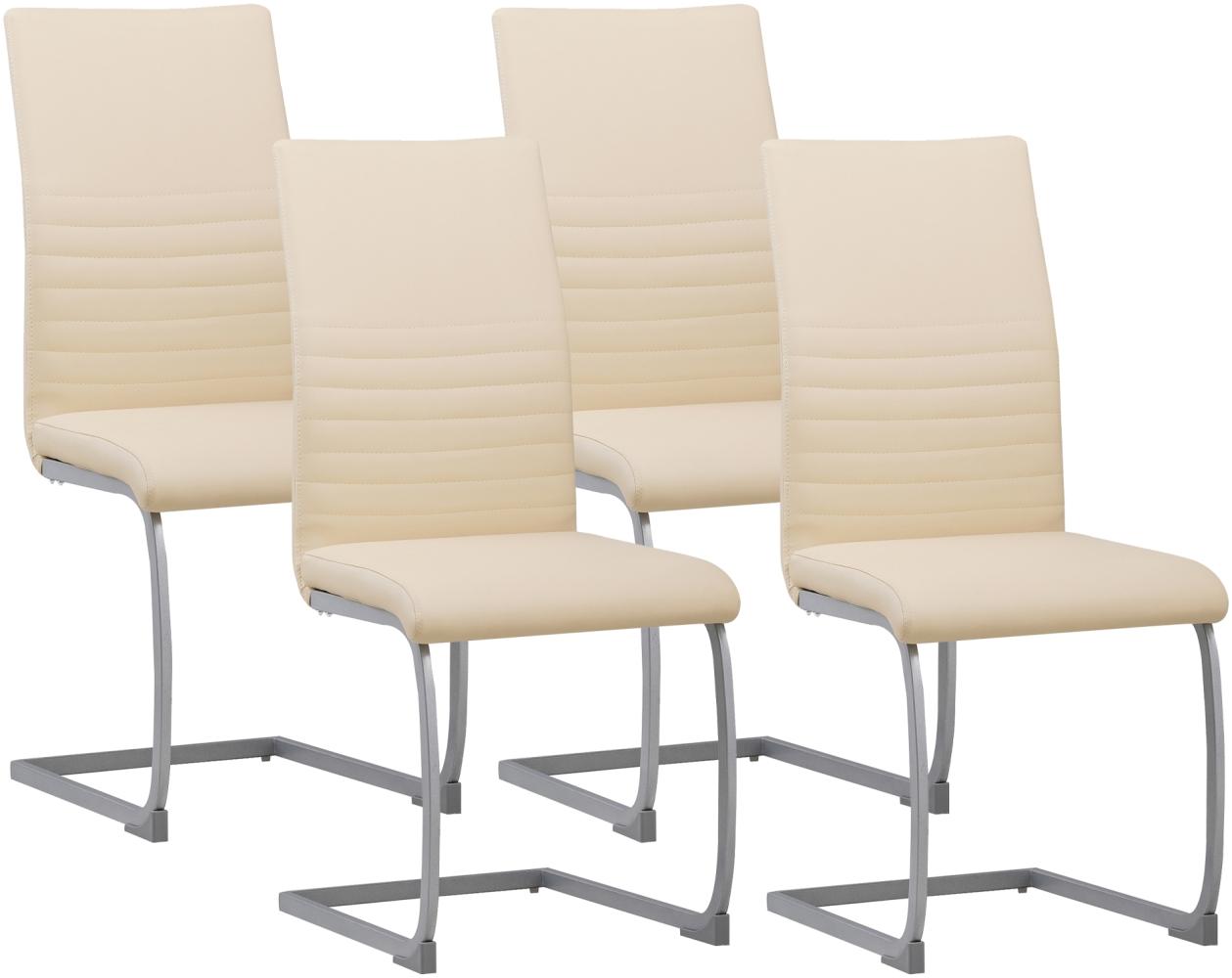 Albatros Freischwinger Stühle 4er Set MURANO, Beige - Esszimmerstuhl Schwingstuhl mit modernem Design, Kunstleder-Bezug, dicke Polsterung, Küchenstuhl, Polsterstuhl, Stuhl Esszimmer Esstisch Bild 1