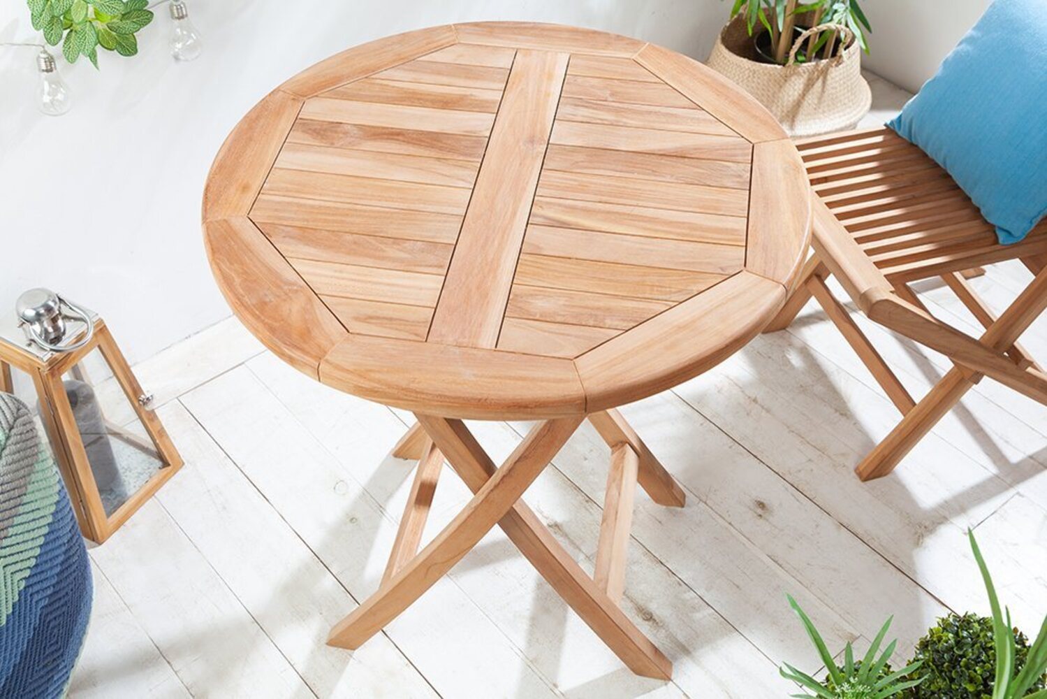 riess-ambiente Gartentisch EMPIRE TEAK 70cm braun, Massivholz · Balkonmöbel · klappbar · rund · Holztisch · Teakholz Bild 1