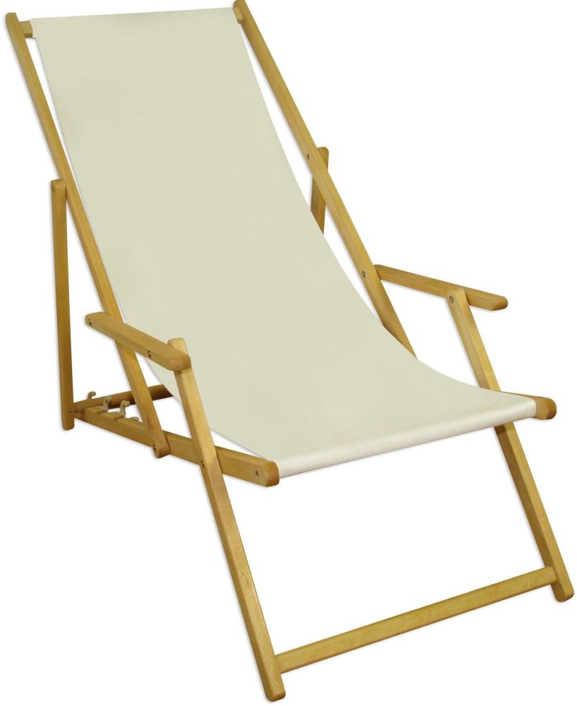 Liegestuhl Gartenliege weiß Sonnenliege Strandliege Holz Deckchair Gartenmöbel Buche 10-303 N Bild 1