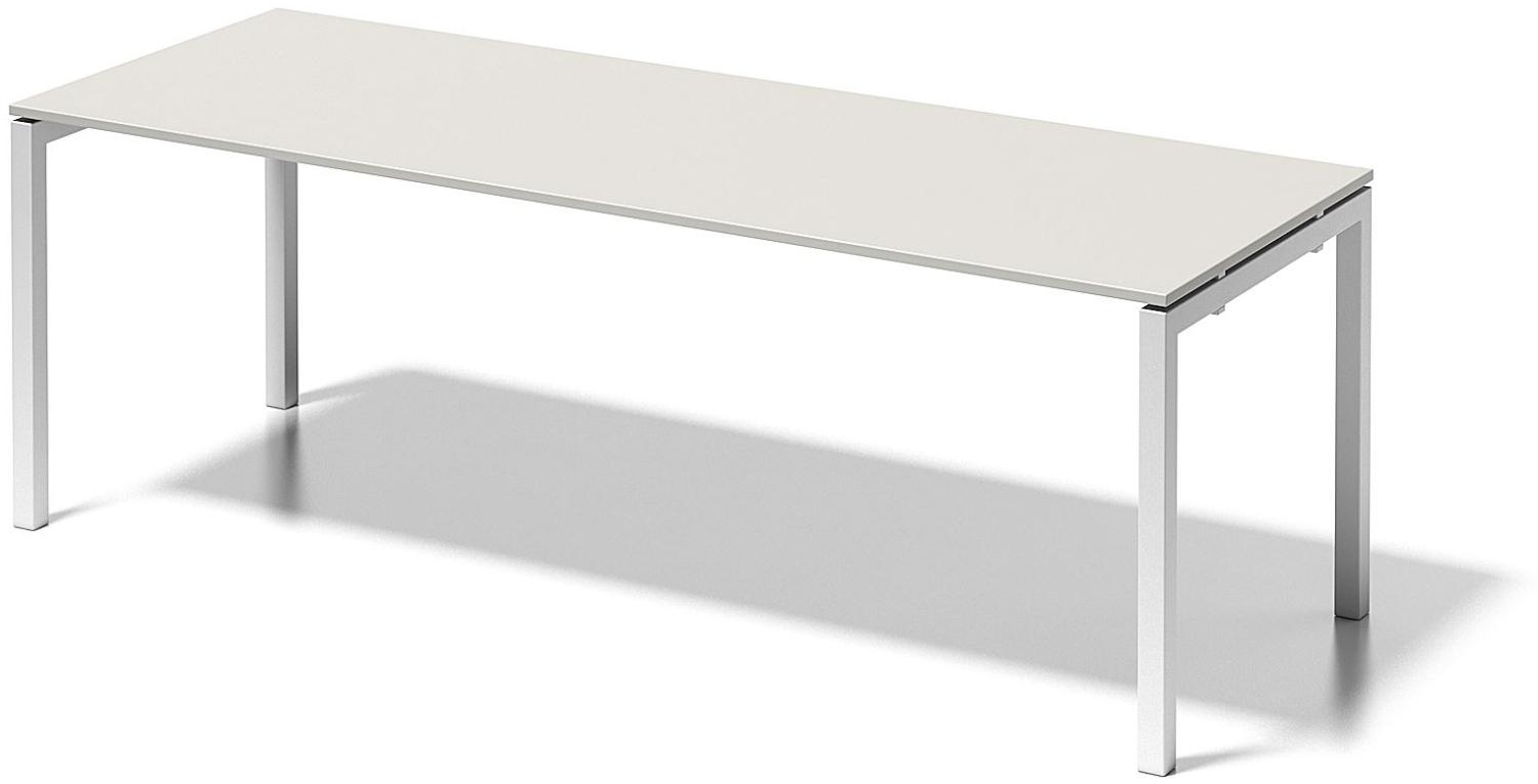 Cito Schreibtisch, 740 mm höhenfixes U-Gestell, H 19 x B 2200 x T 800 mm, Dekor grauweiß, Gestell verkehrsweiß Bild 1