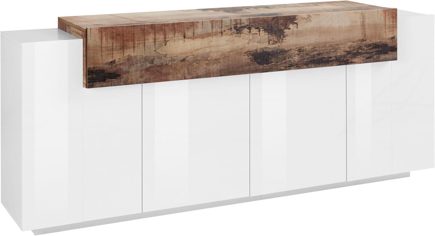 Sideboard >Catania< in Weiß-Hochglanz - 200x85,6x45cm (BxHxT) Bild 1