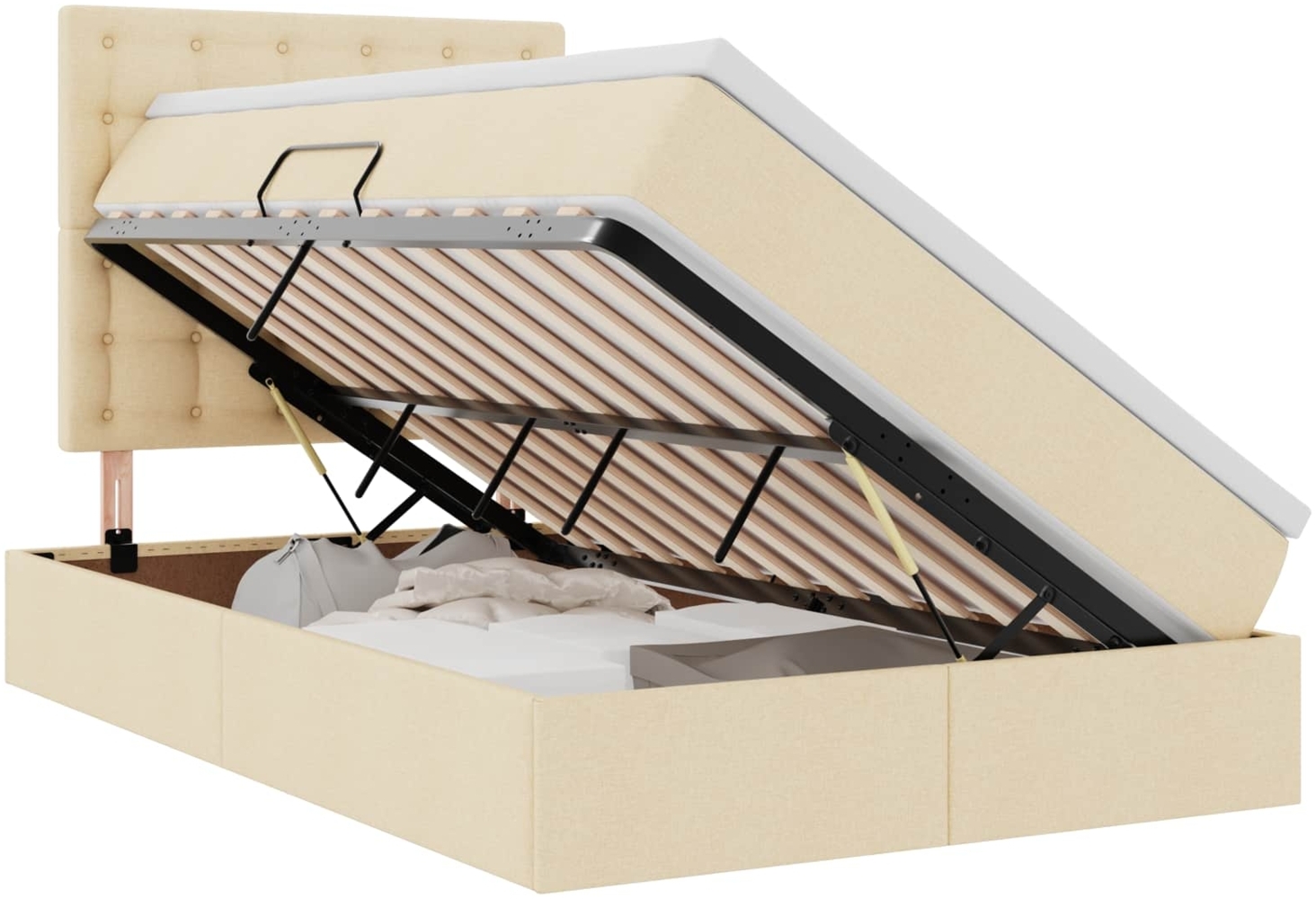 vidaXL Aufbewahrungsbett mit Matratze Creme 120x200 cm Kunstleder 3371902 Bild 1