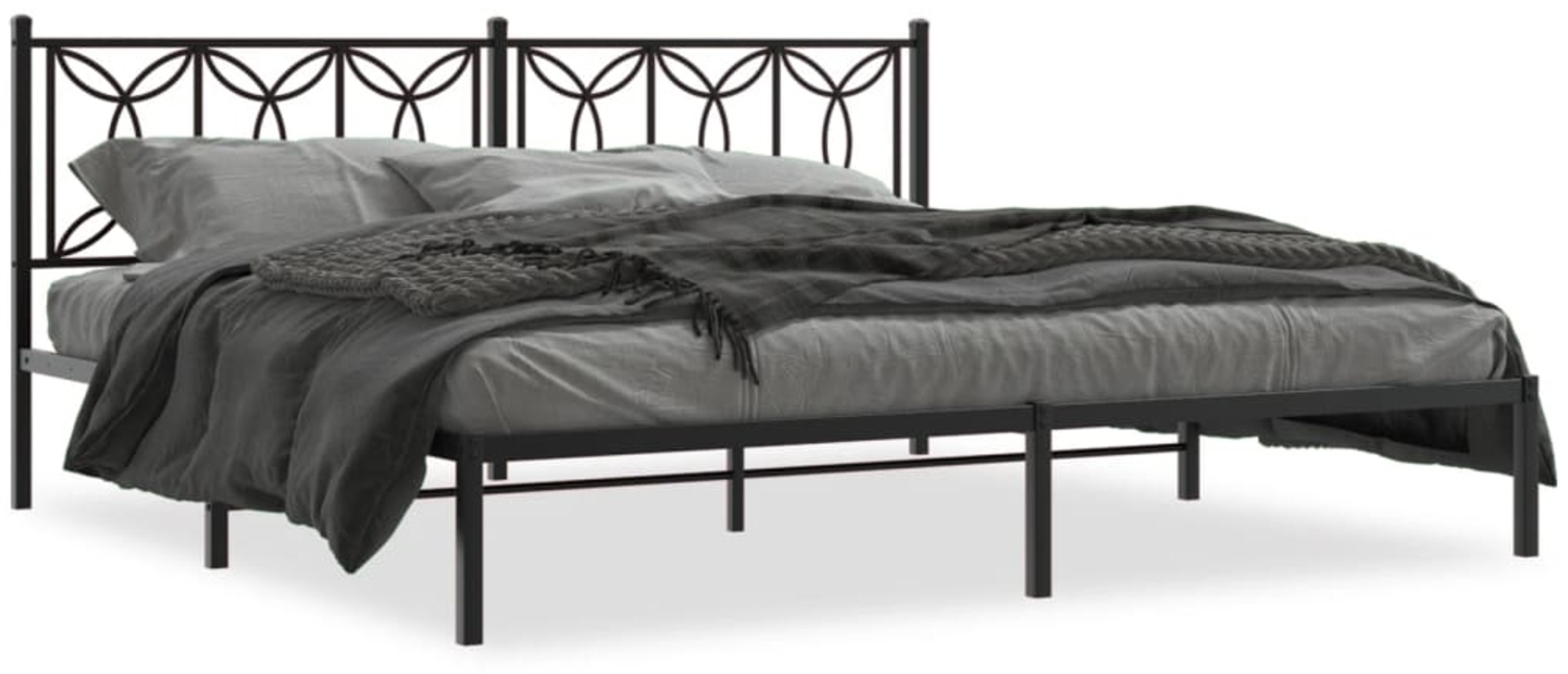 vidaXL Bettgestell mit Kopfteil Metall Schwarz 200x200 cm 376135 Bild 1