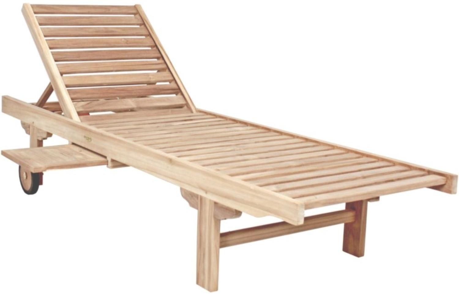 Sonnenliege Solo mit Ablagebord aus Teak B-grade, unbehandelt Bild 1