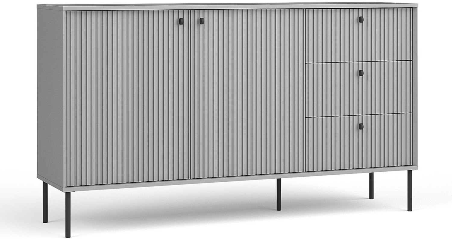 AX LIVING Kommode Modern Irelis 156 cm Grau Schwarz Griffe Bild 1