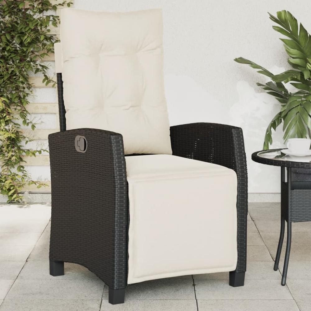 vidaXL Gartensessel mit Fußteil Verstellbar Schwarz Poly Rattan 365232 Bild 1