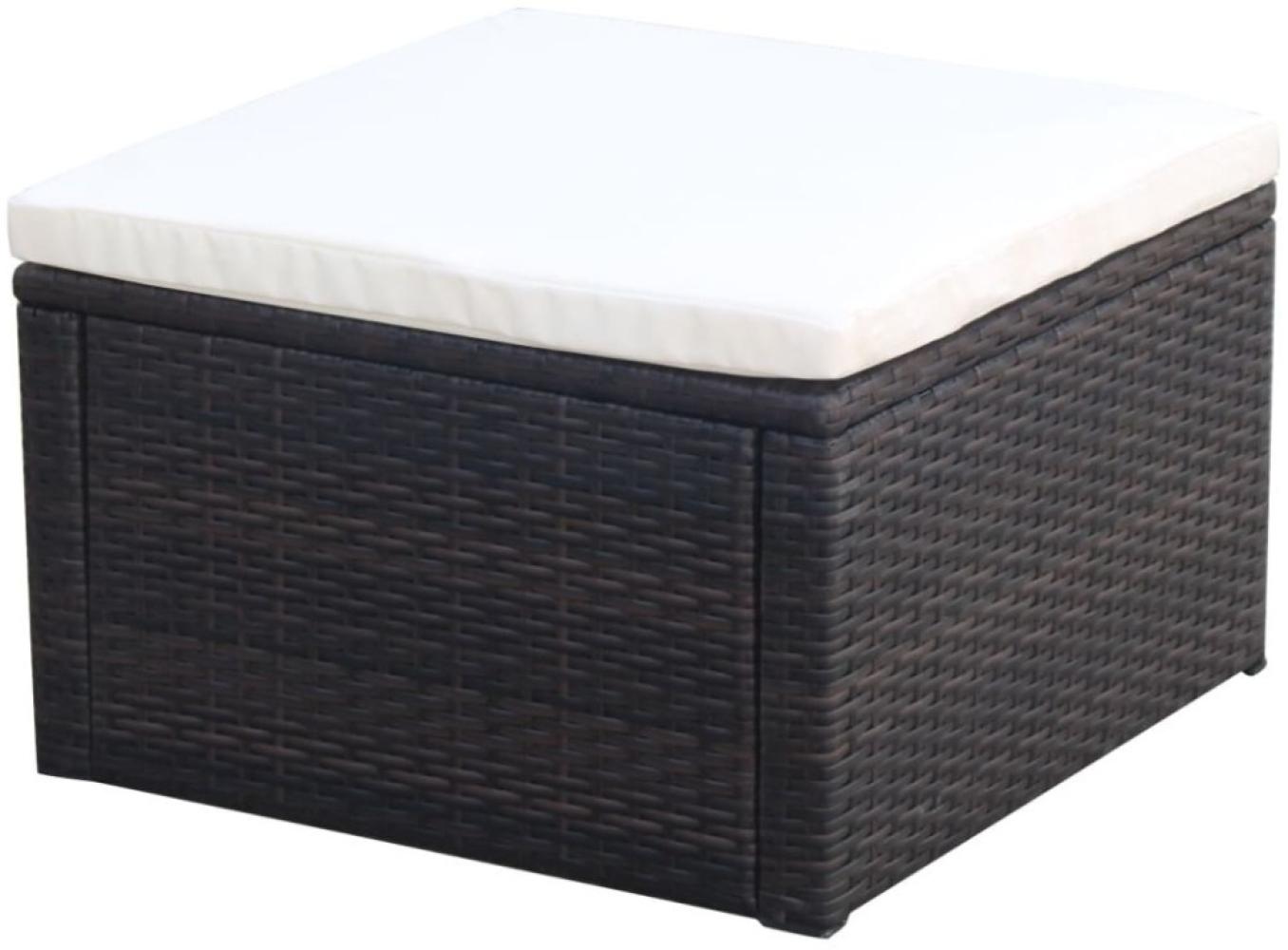 vidaXL Hocker mit Kissen Poly Rattan 53×53×30 cm Braun 42670 Bild 1