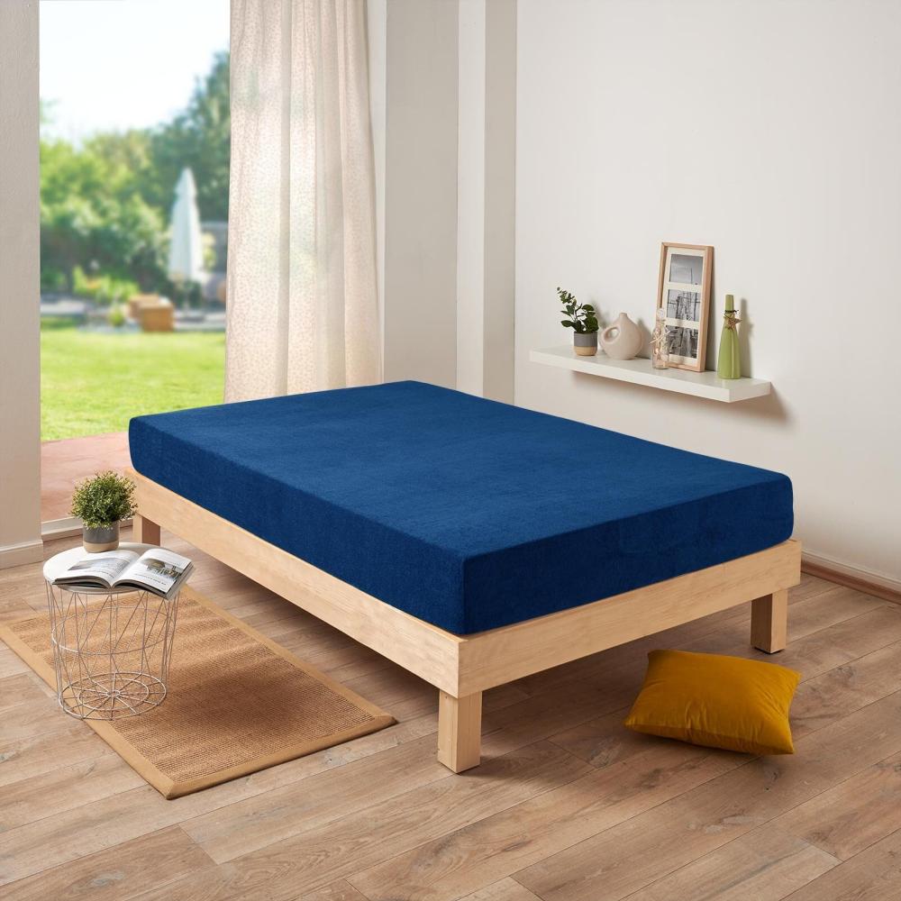 Traumschlaf Frottee Stretch Spannbettlaken|140x200 - 160x200 cm| blauTraumschlaf Frottee Stretch Spannbettlaken Bild 1