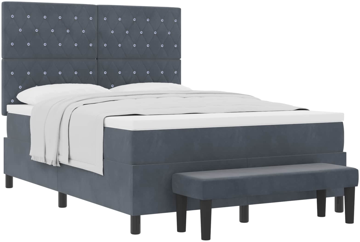 vidaXL Boxspringbett mit Matratze Dunkelgrau 160 x 200 cm Samt 3344457 Bild 1