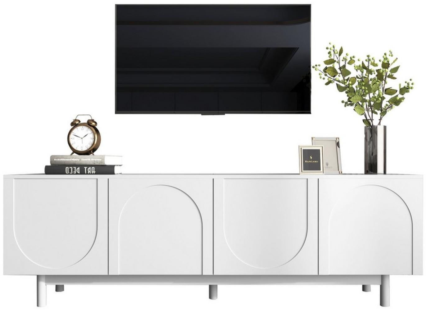 HAUSS SPLOE Lowboard im Luxusstil, strukturierte Türen, verstellbare Trennwände, Weiß (TV-Board, Fernsehtisch, TV-Ständer, 1 St, 175*38*56cm), modernes Design Bild 1