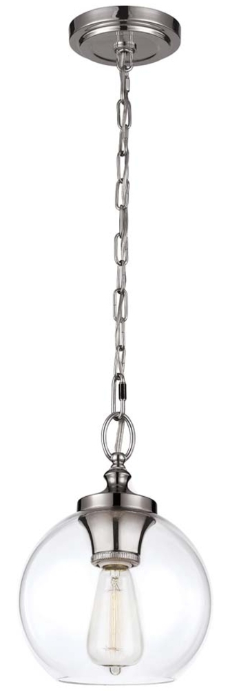 Pendellampe, Deckenlampe, Stahl Glas, Nickel, D 21,6 cm Bild 1