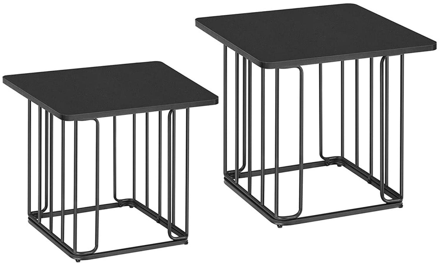 Vasagle Couchtisch, Beistelltisch, 2er Set, Wohnzimmertisch, Sofatisch, Stahlrahmen, Tischplatte als Tablett, für kleine Räume, schwarz, von Songmics LET330B16 Bild 1