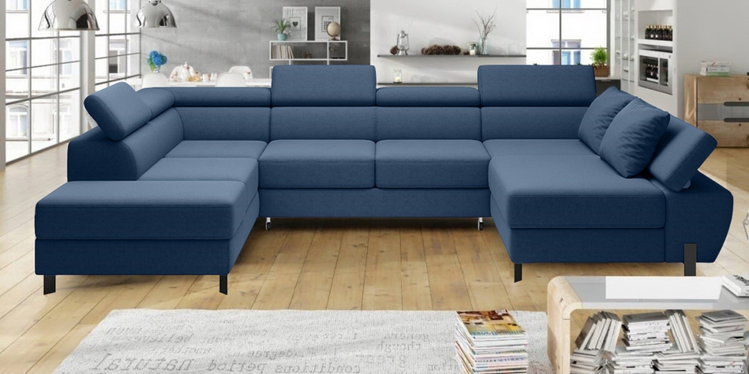 Stylefy Molinardi XL Wohnlandschaft Velours Blau Links Bild 1