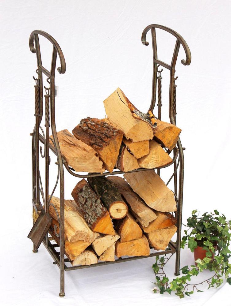 Kaminholzregal mit Kaminbesteck 130007 Kaminholzständer 94 cm Holzkorb Kaminset Bild 1