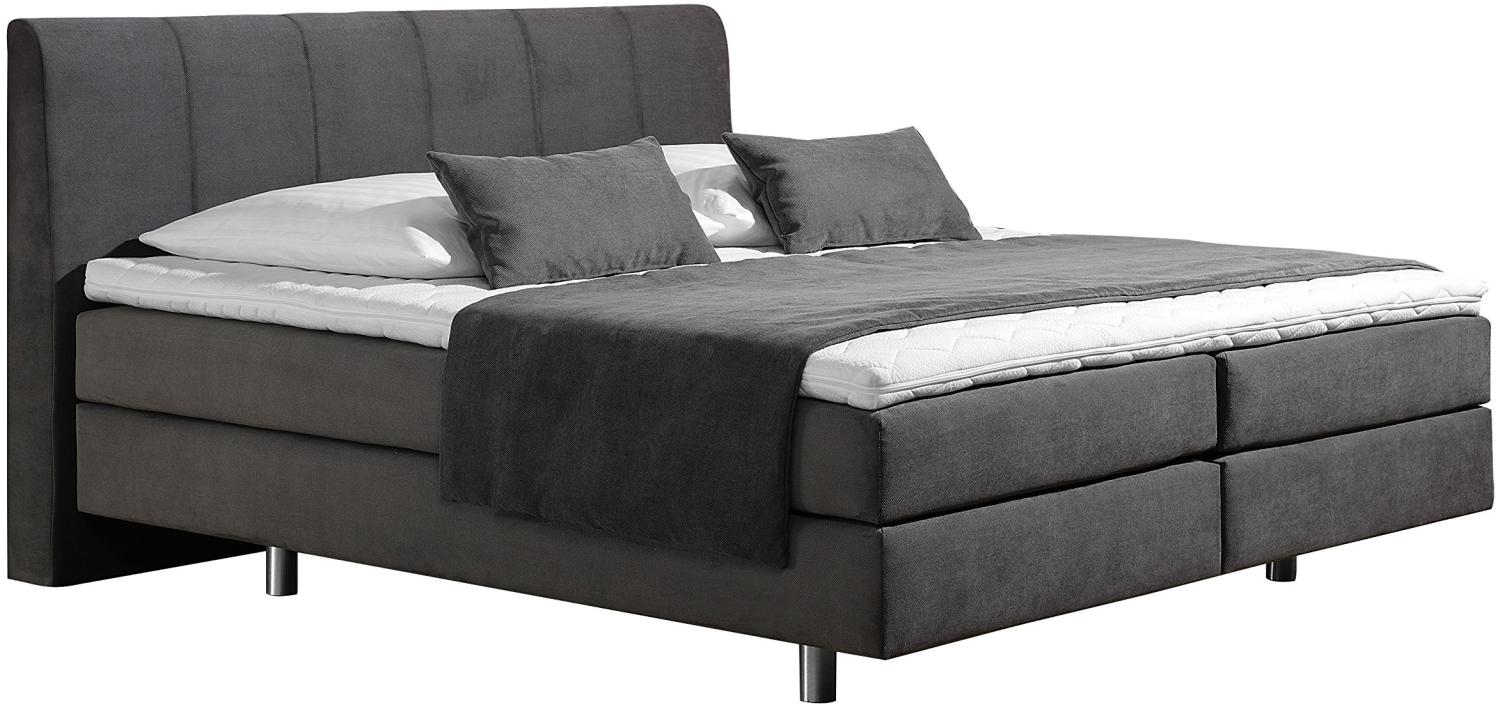 Maintal Boxspringbett Montepellier, 180 x 200 cm, Strukturstoff, 7-Zonen-Tonnentaschenfederkern Matratze h2, anthrazit Bild 1