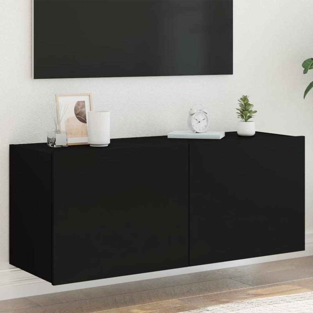 vidaXL TV-Wandschrank mit LED-Leuchten Schwarz 100 x 35 x 41 cm Bild 1