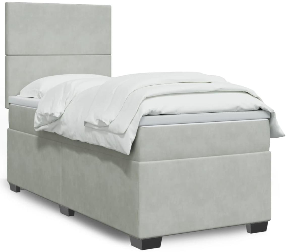 vidaXL Boxspringbett mit Matratze Hellgrau 90x200 cm Samt 3293104 Bild 1