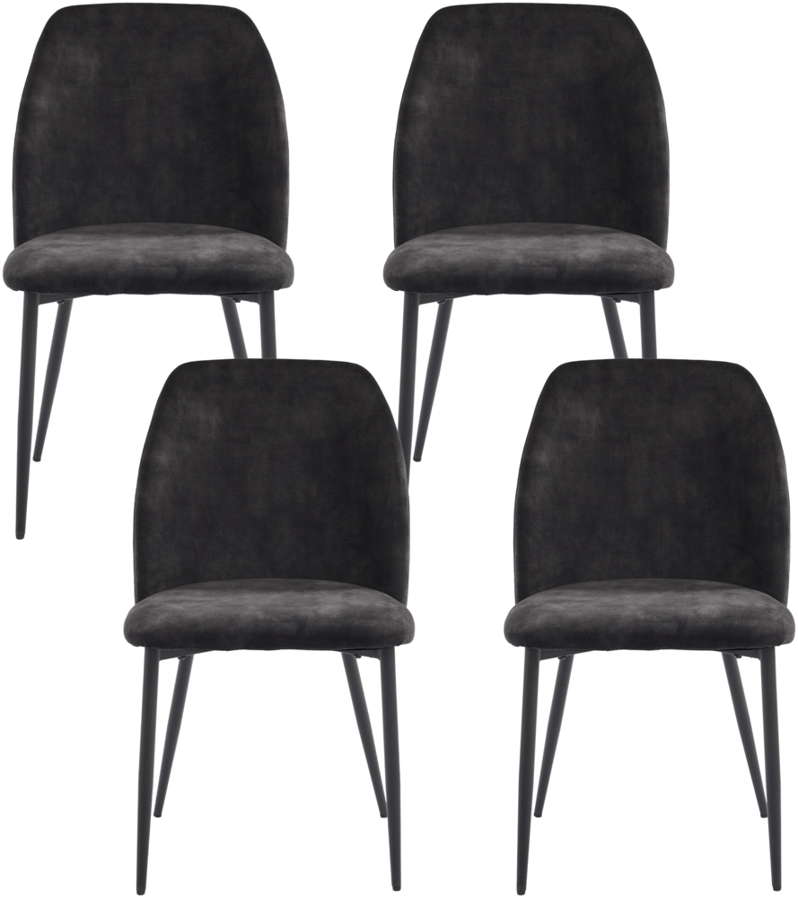 Merax Esszimmerstuhl(Set, 4 St), 4er Set Polsterstühle Schalenstuhl Küchenstuhl Samt, Dunkelgrau Bild 1