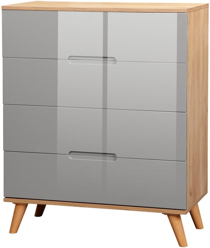 andas Kommode Lund Schlafzimmerschrank Wäscheschrank mit hochglänzenden Fronten, Schlafzimmerkommode Bestseller im skandinavischem Design Bild 1