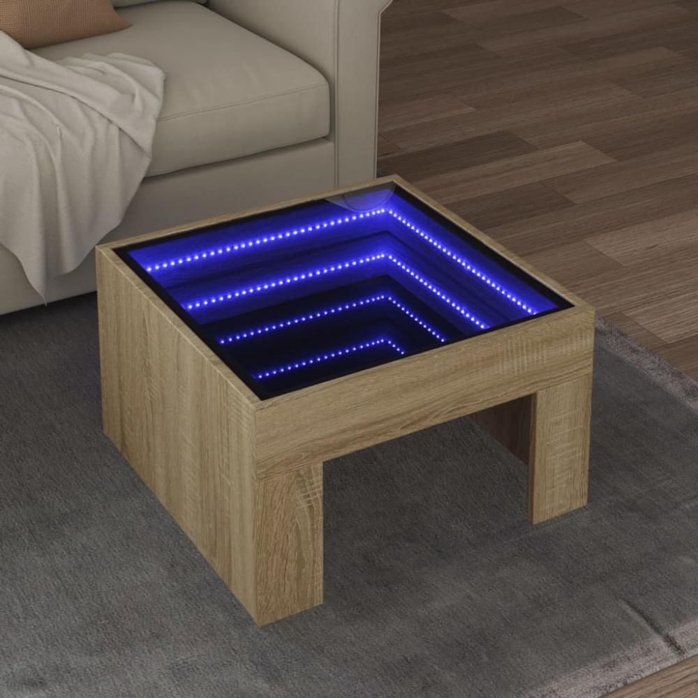 vidaXL Couchtisch mit Infinity-LED Sonoma-Eiche 50x50x30 cm 847604 Bild 1