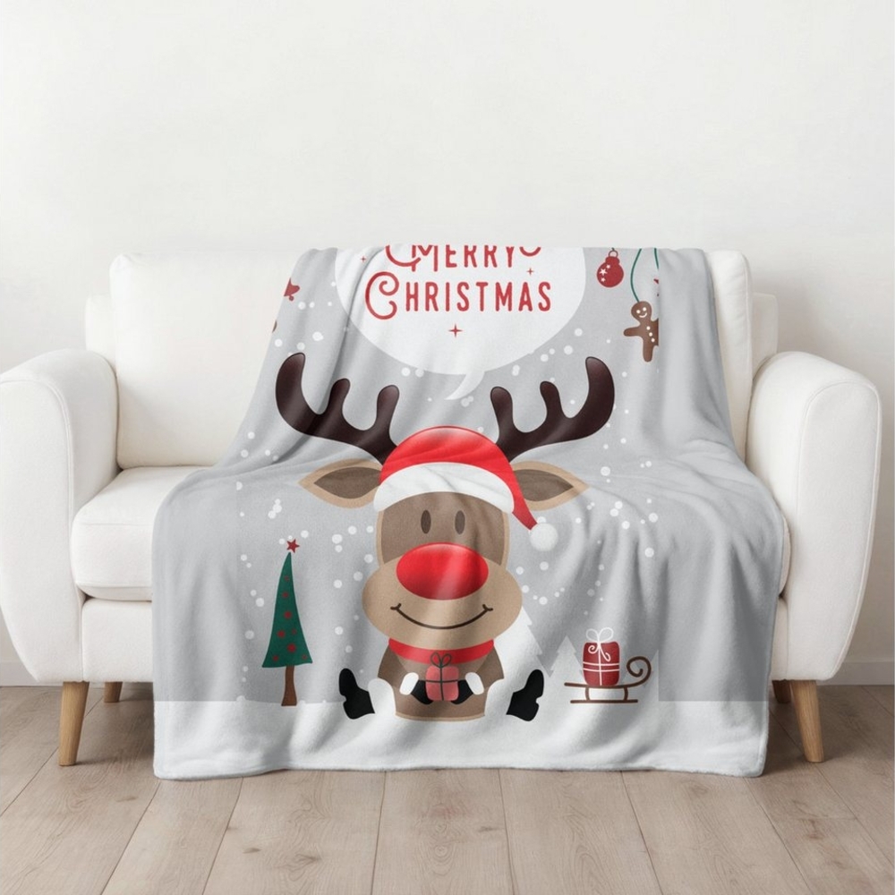 Wohndecke Merry Christmas flauschig 150x200 cm, Geschenk für Frauen und Männer, MTOnlinehandel, Sofa Decke, weich und kuschelig Bild 1