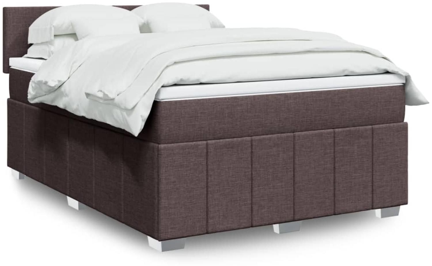 vidaXL Boxspringbett mit Matratze Dunkelbraun 140x200 cm Stoff 3289387 Bild 1