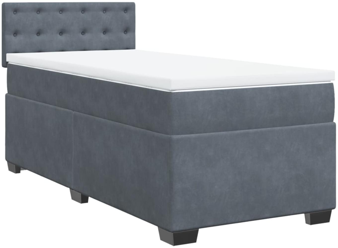 vidaXL Boxspringbett mit Matratze Dunkelgrau 100x200 cm Samt 3286247 Bild 1