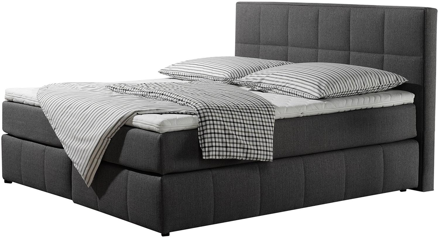 Maintal Boxspringbett Casano, 160 x 200 cm, Strukturstoff, 7-Zonen-Tonnentaschenfederkern Matratze h3, anthrazit Bild 1