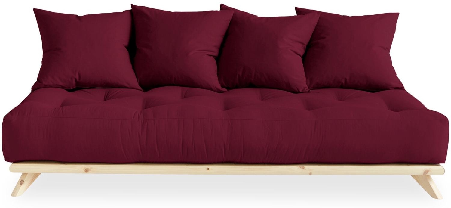 KARUP DESIGN SENZA Futonsofa inkl. 4 Kissen Gestell Natur Matratze Bordeaux Bild 1