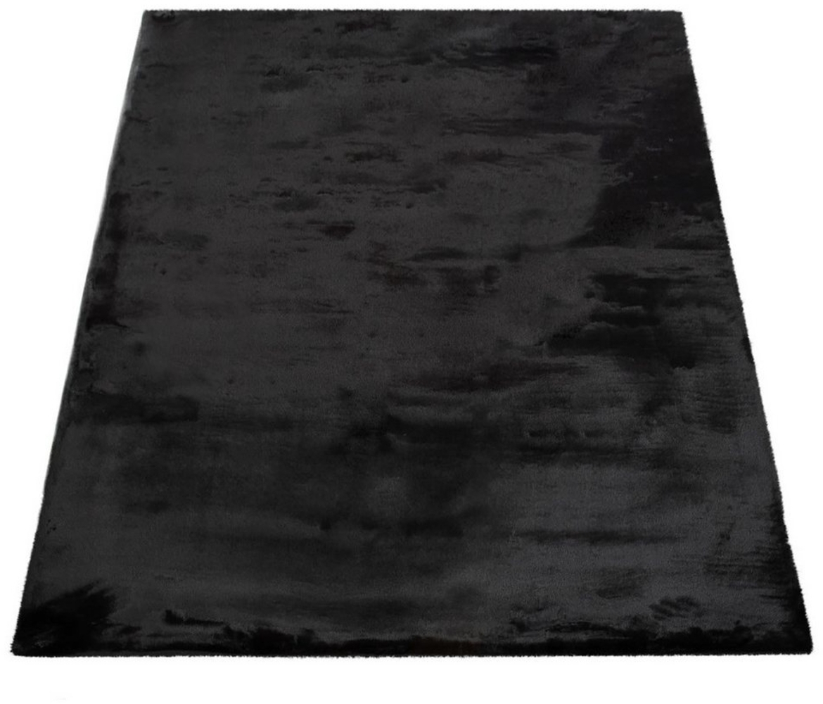 KADIMA DESIGN Teppich Unifarben 100% Polyester schmutzabweisend Hochflor Teppich, Läufer, Höhe: 26 mm, Florhöhe: 22 mm, Rücken aus Baumwolle, Läufer, 60x90cm, Schwarz Bild 1
