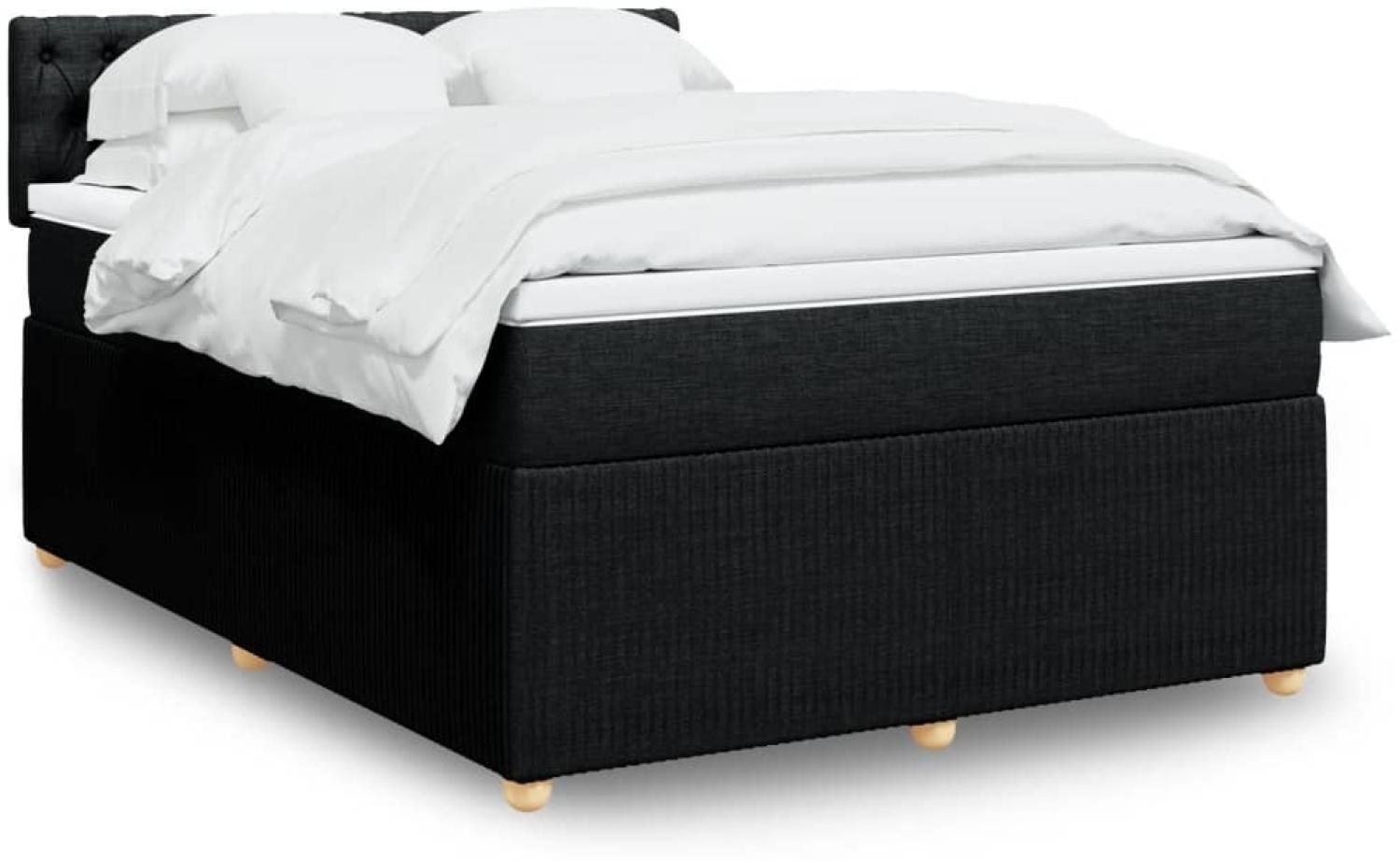 vidaXL Boxspringbett mit Matratze Schwarz 140x190 cm Stoff 3289760 Bild 1