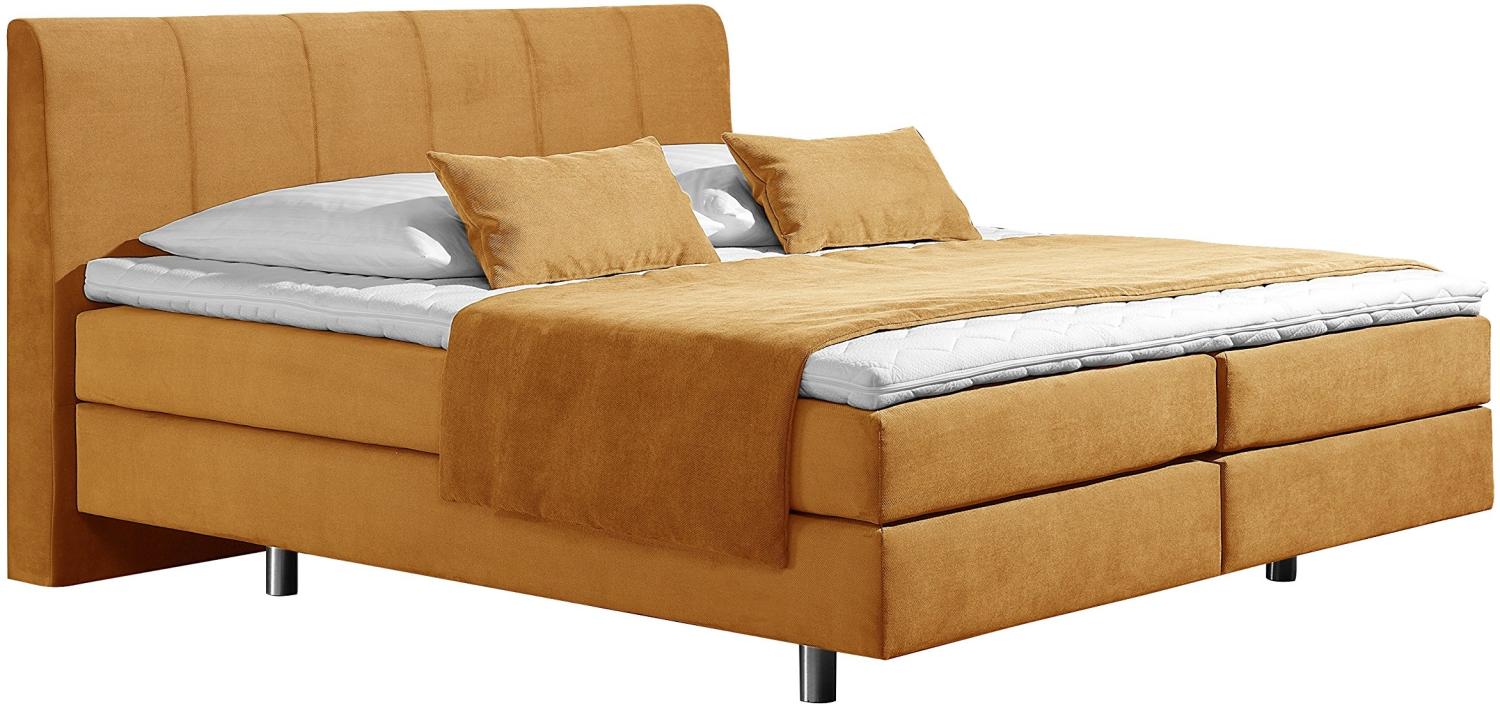 Maintal Boxspringbett Montepellier, 180 x 200 cm, Strukturstoff, 7-Zonen-Kaltschaum Matratze h2, gelb Bild 1