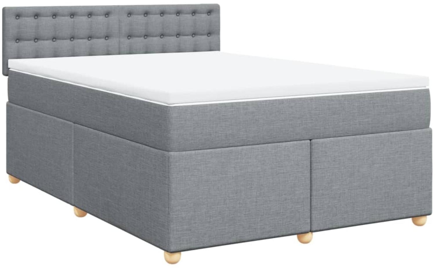 vidaXL Boxspringbett mit Matratze Hellgrau 140x190 cm Stoff Bild 1