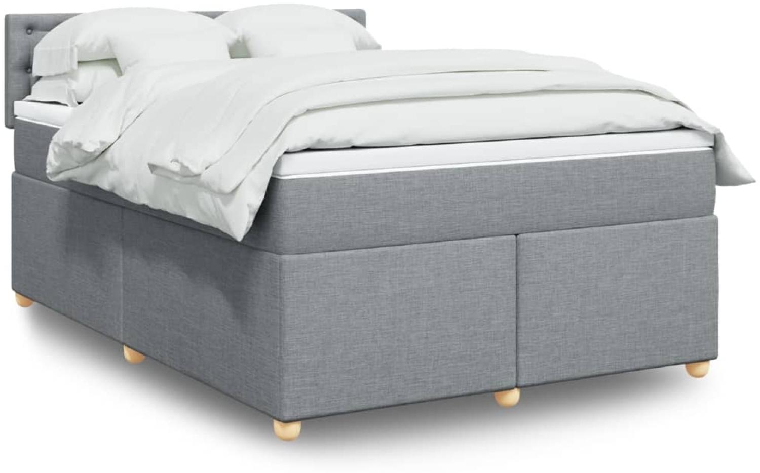 vidaXL Boxspringbett mit Matratze Hellgrau 140x190 cm Stoff Bild 1