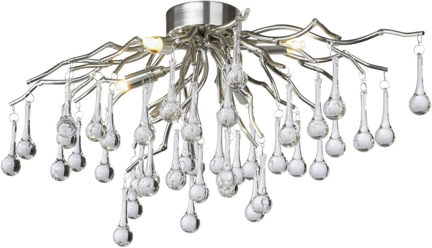 Paul Neuhaus 8090-55 ICICLE Deckenleuchte 4-flammig silber mit Glasbehang Bild 1