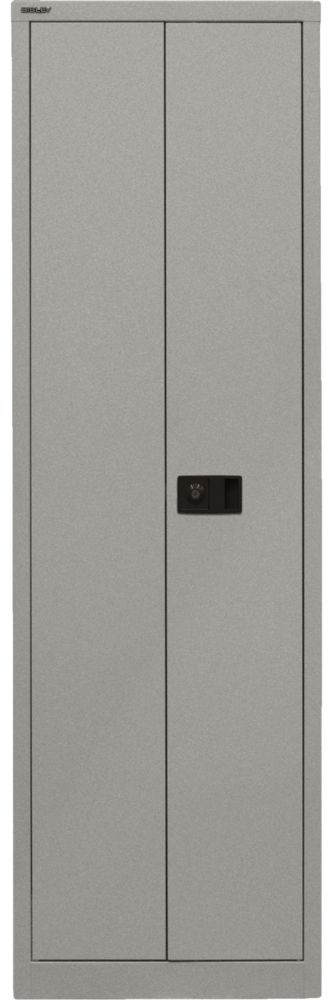 BISLEY Universal Flügeltürenschrank abschließbar - Stahlschrank schmal mit 3-Punkt-Schloss & Flügeltüren - Aktenschrank aus Metall mit 4 Fachböden für 5 Ordnerhöhen - Farbe: silber, E782A04B6-355 Bild 1