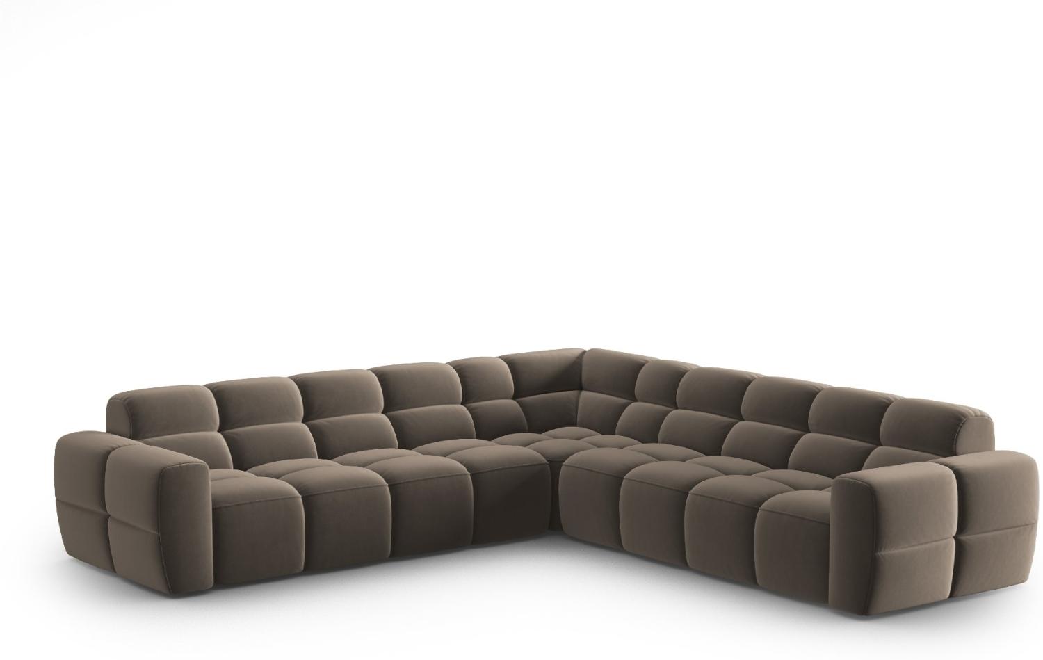 Micadoni Symmetrisches Ecksofa Lisa 5-Sitzer Samtstoff Hellbraun Bild 1