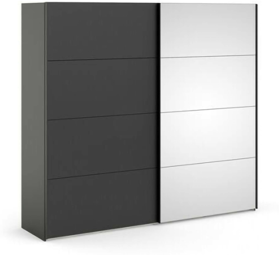 Dmora Kleiderschrank 2 Türen Catalina, Schlafzimmermöbel, Schrank, Garderobe, 243x61 h220 cm, Schwarz Bild 1